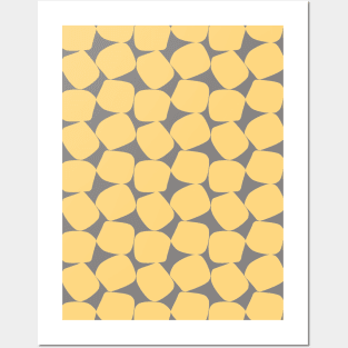 Bold Geometric Pattern 2 in Yellow and Grey Posters and Art